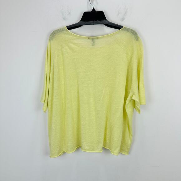 Eileen Fisher Organic Linen Jersey Tee Shirt Top Citrus Yellow Relaxed XL NWT - Picture 6 of 7